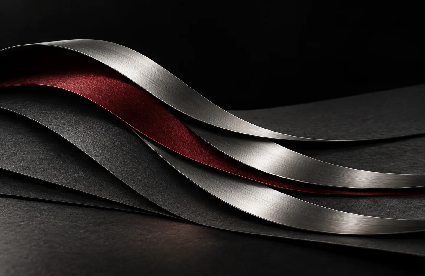 Debt-management process design — conceptual artwork in graphite, silver and burgundy.