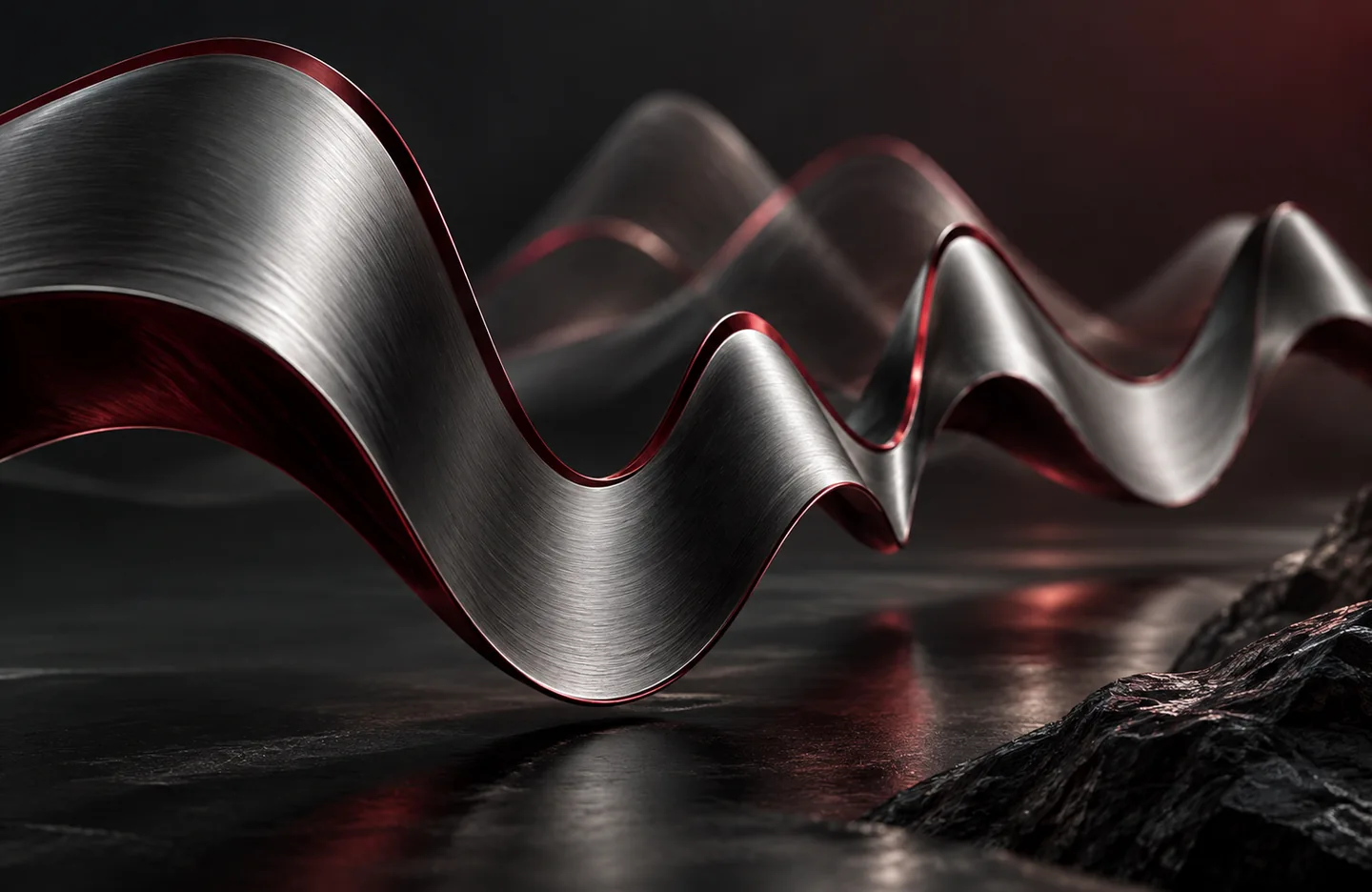 Pakistani-language speech interfaces — conceptual artwork in graphite, silver and burgundy.