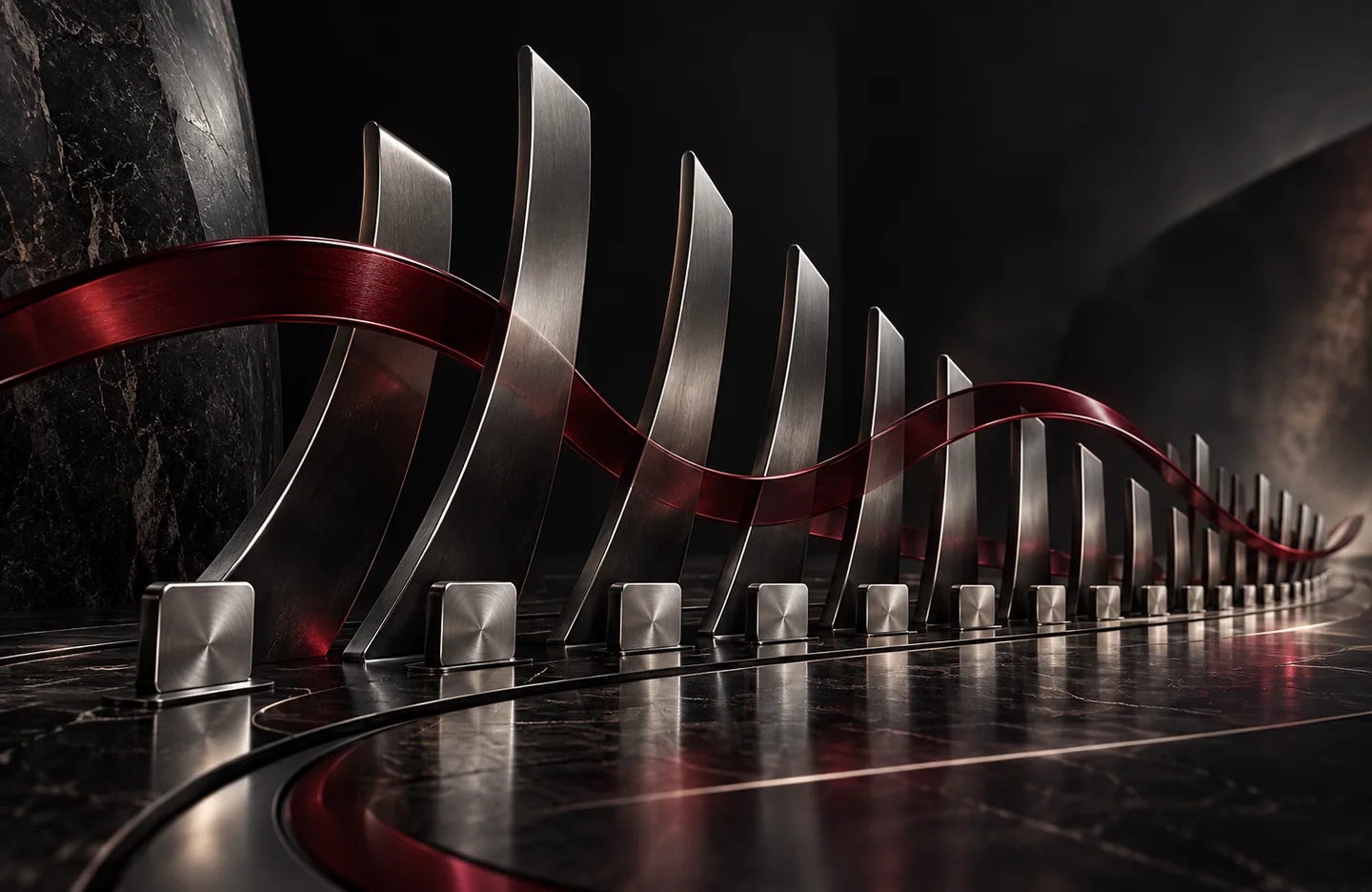 Television-viewership allocation — conceptual artwork in graphite, silver and burgundy.