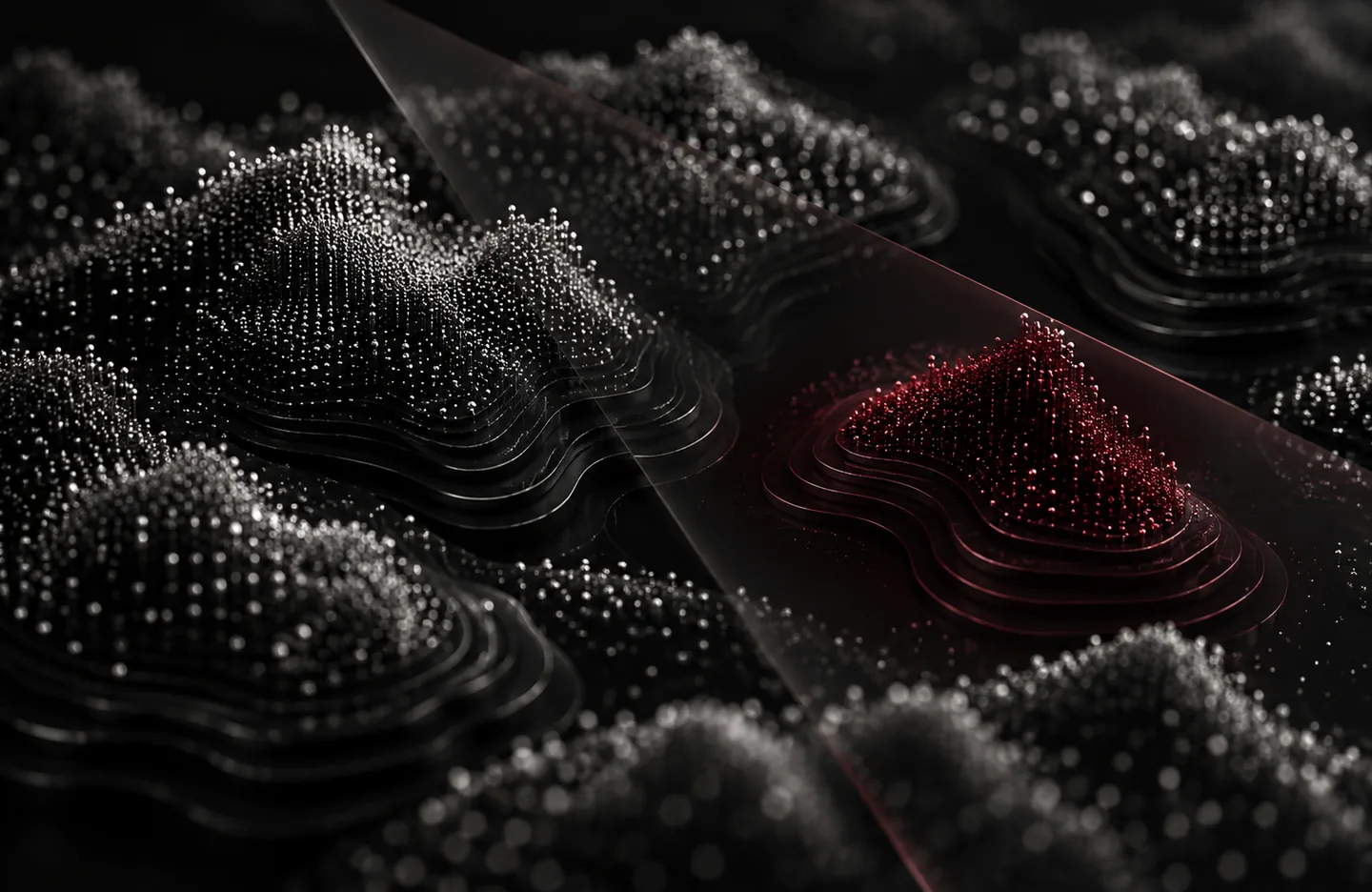 Tax compliance risk management — conceptual artwork in graphite, silver and burgundy.